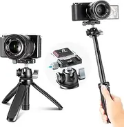 ULANZI MT-47 Camera Tripod Aluminum Alloy Mini Travel Phone Tripod Stand Compact Desktop Tripod for DSLR, 360° Ball Head with 1/4 inch Arca Quick Release Plate Cold Shoe Portable Vlog Selfie Stick