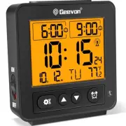 Small Atomic Travel Alarm Clock with Auto/8s Backlight, 2 Alarm Settings, Tem...