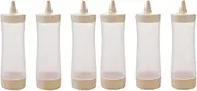 Barbuly 6Pcs Squeeze Squirt Condiment Bottles Ketchup Bottle Mustard Sauce Containers for Kitchen Condiment,Beige