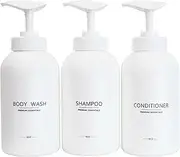 Gails Willing Frosted Pearl White Shampoo and Conditioner Bottles, Refillable Apothecary Dispenser Pump for Shampoo, Sanitizer, Lotion, Oil, Shower Soap, Hand Soap, Dish Soap (3, 500ml)