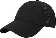 [Tadill] Womens Cross Ponytail Baseball Cap, Women Ponytail Hat, Sun Hat Breathable Adjustable Cross Ponytail Hat for Running, Black