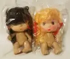 2 VTG 4-1/2" Brunette & Blonde Craft Dolls Pigtails Dumplin Troll Dwarf Style
