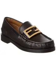 FENDI Baguette Leather Loafer 36 Black