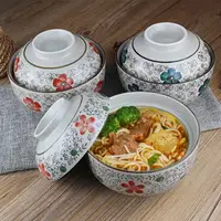 在飛比找樂天市場購物網優惠-日式和風6.5英寸陶瓷蓋碗 泡面碗 湯碗粥碗大碗 面條碗 特