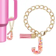 Letter Charm for Stanley Tumbler Cup Initial J Charm Accessories Keychain Pink