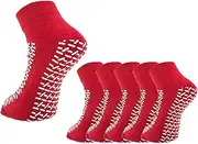 [MediCounter] Slipper Socks/Fall Prevention Socks - Red (6 Pairs) Size: One Size - As Used by NHS (6 Pairs of double tread socks, Red, One Size