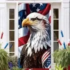 Red White and Blue American Flag Eagle Door Cover Memorial Day Backdrop 4th of