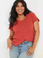NWT Old Navy Soft EveryWear Slub-Knit V-Neck Tee T-Shirt Fired Clay Women S M