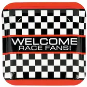 Race Car Checkered Flag Large Square Paper Plates (Pack of 8)