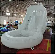 17FT White Inflatable Water Slide 100% Thickened PVC Swimming Pool Tool Heavy-Duty Outdoor Swimming Pool Party Entertainment Equipment with Slide and Reservoir (Equipped with Air Pump and Water Pipe)