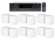 Technical Pro 6-Zone Receiver+(12) White Cube Speakers For Restaurant/Bar/Cafe