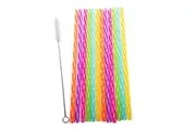 APPETITO SET 24 REUSABLE RAINBOW PARTY STRAWS + CLEANING BRUSH