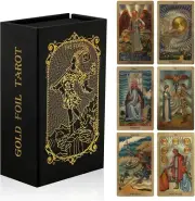 78 Tarot Cards with Guide Book,Rider Waite Tarot Deck,Gold Foil Tarot Cards.