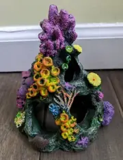 Beautiful Aquarium Cave Hideaway Fish Tank Decor Colorful 6" New