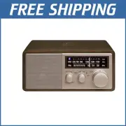 Deluxe Wooden Radio with Bluetooth, AM/FM & USB Charging - Rose Gold Accents