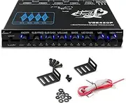Lanzar 4 Band Stereo Equalizer - Half Din Car Equalizer with Subwoofer Gain Control, RCA Inputs, Pre-Amp Outputs, Rotary Fader, AUX Input Selector, Blue Light for Car or Home Audio Systems