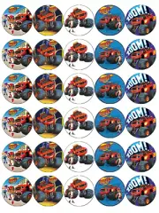 30x Blaze Monster Machines Cupcake Toppers Edible Wafer Paper Fairy Cake Toppers