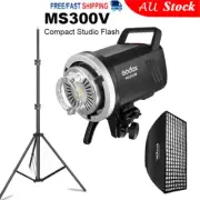 Godox MS300V Compact Studio Flash with LED Lamp + 60*90cm Grid Softbox + Stand