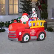 Santa's Vintage Fire Truck 6ft Christmas Airblown Lighted Inflatable Gemmy