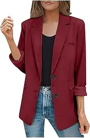 [wadyob] Womens Business Casual Blazers Fall Long Sleeve Work Office Blazer Jacket with Shoulder Pads Open Front Suit Jackets
