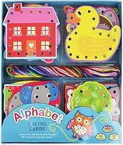 Buddy & Barney - Lacing Picture Cards for Baby Toddler. Threading Activity Set