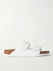 [Birkenstock] Birkenstock - Arizona Textured-leather Sandals - White - IT42 IT 42 White