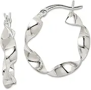 [JewelryWeb] 925 Sterling Silver Hinged Twisted Hoop Earrings 22x22mm Wide 4mm Thick-Hoop Earring for Women