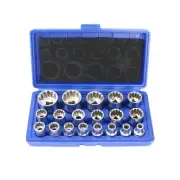 19 Pcs Spline Socket Set Metric, 12 Point Socket Set 1/2" Drive, 8-32mm Cr-V ...