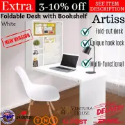 Folding Sewing Craft Table Foldaway Mini Office Study Desk Adjustable Bookshelf