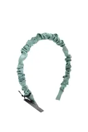 L. Erickson Womens Green Satin Gathered Ruched Thin Headband