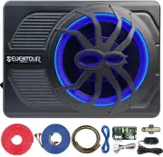 800W 10" Slim under Seat Powered Car Subwoofer, Car/Truck Audio Sub Built in Amp