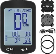 Wireless GPS Bike Computer with High Clear Display, Rechargeable PC+ABS Tracking Bike Speedometer, 5 Star Positioning GPS BeiDou GLONASS Galileo and QZSS, Battery Life Up to 20h