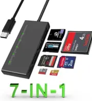 USB C Multi XD Card Reader 7-in-1 SD/MicroSD/CF/MS/XD 5Gbps Super Speed Memory