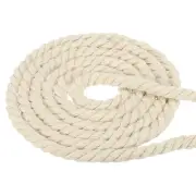 1/2inx49ft Twisted Cotton Rope 3 Strand Tug of War Rope with Sealing Tape Beige