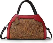 [VRHUIS] Purse and Handbags for Women Vegan Leather Shoulder Hand Bags Top Handle Satchel Crossbody Bag Vintage Embossing Pattern
