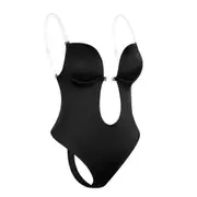 Backless Body Shaper Bra Women Plunging Deep V-neck Body Shaper Seamless Thong Invisibles Shapewear For Wedding-xinhan Black Color XL