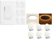 Amico 6 Pack Dimmer Light Switch & Amico 6 Pack 6 Inch 5CCT LED Recessed Ceil...