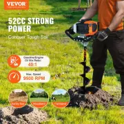 Gas Post Hole Digger 52CC 1450W with 6 Inch and 10 Inch Auger Bits and