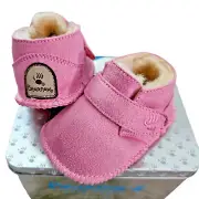 Bearpaw Skylar Baby Girl Wool Lined Suede Booties Pink Size M (6-12 Months) NEW
