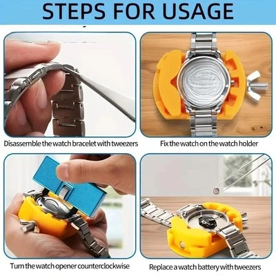 3x Watch Back Case Cover Opener Watch Repair Tools Kit Tweezers