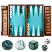 20 Inch Large Backgammon Sets for Adults, Green Backgammon Board, Solid Wood....