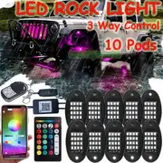10 Pod RGB LED Rock Light Neon Underglow Car Offroad Truck Wireless bluetooth