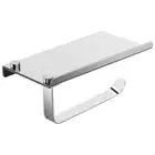 Toilet Paper Holder with Phone Shelf Stainless Steel Roll Holder Polished Silver