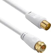 tunghey RG6 Coax Cable, PAL to F-Type TV Cable Wire, High-Speed Internet, Broadband and Digital TV Aerial, Antenna Wire for TV DVD VCR Sky Virgin and More (1M)
