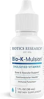 Biotics Research Bio-K-Mulsion© - Strong Bones, Heart Health, Blood Clotting Support, Liquid Vitamin K, K1-phytonadione, 500 mcg