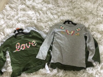 Carters Girls 3T Long SleeveT-Shirt Sequined butterflies and flowers with love