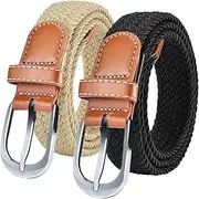 [SWAUSWAUK] Belts for Women x 2 pcs - Ladies Belts for Jeans & Pants Elasticated Elastic Belt Women