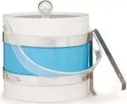 Made in USA Double Walled Turquoise 3-Quart Ice Bucket with Tongs & Lid