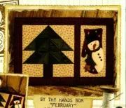 By Thy Hands February Quilt Pattern Folk Art Wool & Fabric Snowman Tree