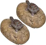 HOMSFOU 2pcs Key Hiders Outside: Simulated Turtle On Rock Shape Key Storage Box For Outdoor Garden Office - Easy Maintenance For Any Scene
